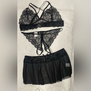 3pcs. Lingerie set - black